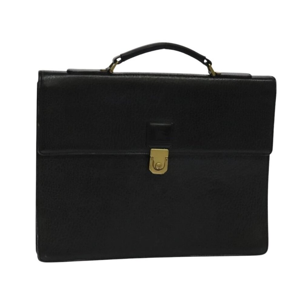 Burberrys Business Bag Leather Black Gold Auth bs26949 - Picture 1 of 16